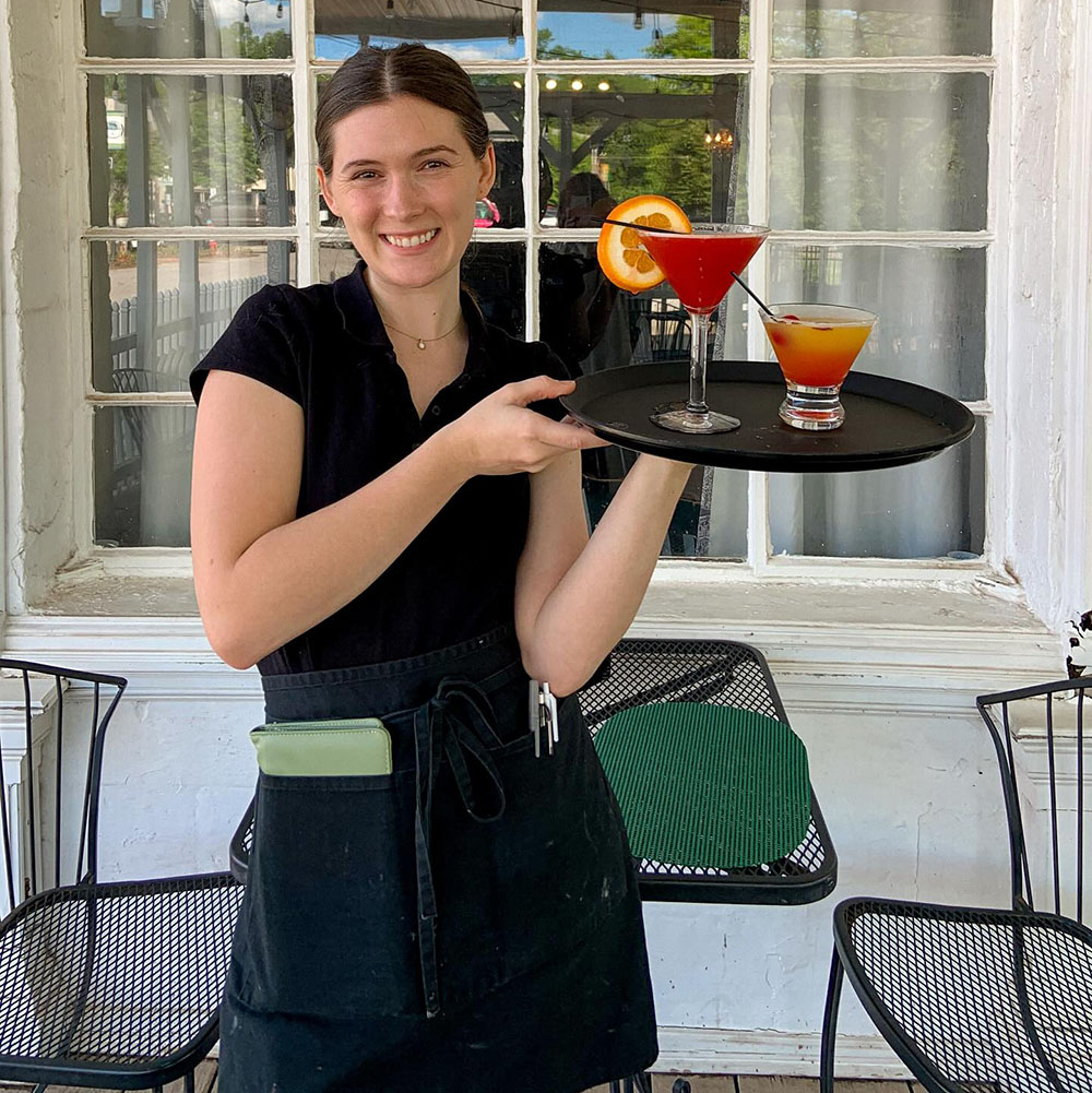 waitress holding drinks